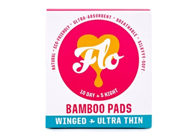 Here We Flo, FLO Bamboo Period Pads with wings, 10 Day + 5 Night Combo Pack, 15 pads