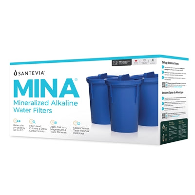 Santevia Alkaline Pitcher, MINA Slim, Filter, 3 pack